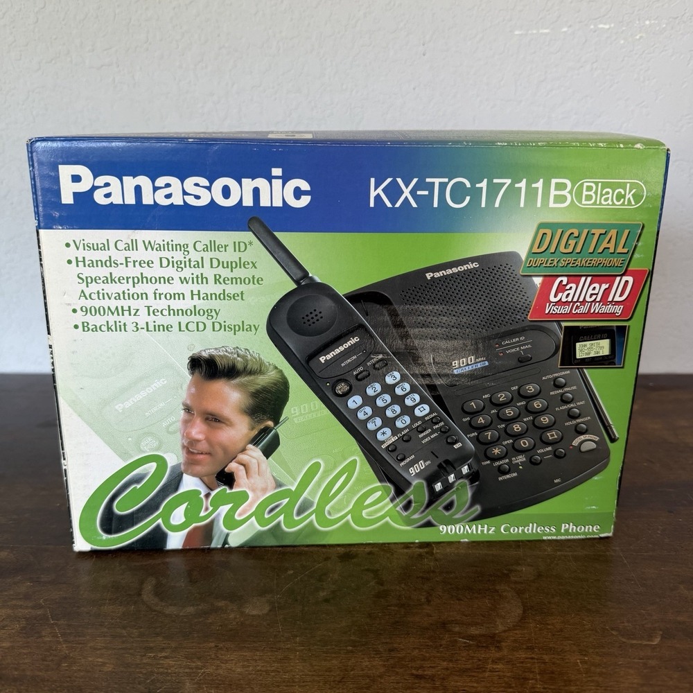 Panasonic Home Office Cordless Phone KX-TC1711B Black 900MHZ Vintage NEW In Box